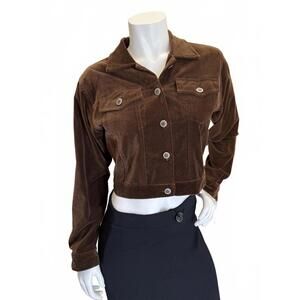 Brannan Studio Brown Velvet Cropped Jacket Button Front  Women’s Small